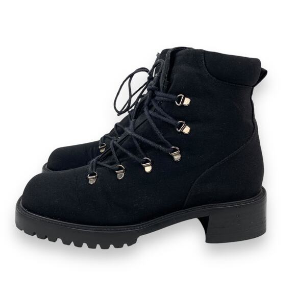 Vintage STUART WEITZMAN black lace up chunky block heel combat boots - Picture 16 of 16